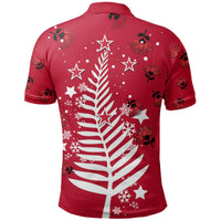 Polynesian Pride Apparel New Zealand Polo Shirt Silver Fern Christmas Tree - Polynesian Pride