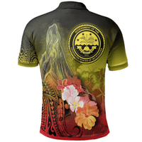 Polynesian Pride Apparel Fsm Polo Shirt Humpback Whale With Tropical Flowers (Yellow) - Polynesian Pride