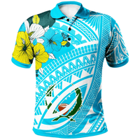 Polynesian Pride Apparel Pohnpei Polo Shirt Polynesian Pattern AquamariStoColor Unisex Blue - Polynesian Pride