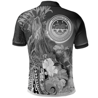 Polynesian Pride Apparel Fsm Polo Shirt Humpback Whale With Tropical Flowers (White) - Polynesian Pride