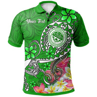 Polynesian Pride Apparel FSM Polo Shirt Turtle Plumeria (Green) Unisex Blue - Polynesian Pride