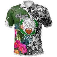 Polynesian Pride Apparel Pohnpei Polo Shirt White Turtle Plumeria Banana Leaf Unisex White - Polynesian Pride