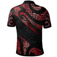 Polynesian Pride Apparel Pohnpei Micronesia Polo Shirt Polynesian Tattoo Red Version - Polynesian Pride