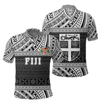 Polynesian Pride Apparel Polo Shirt Fiji Polo Shirt Flag Tapa White Art Style Unisex White - Polynesian Pride