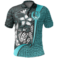 Polynesian Pride Apparel Pohnpei Micronesian Polo Shirt Turquoise Turtle With Hook Unisex Turquoise - Polynesian Pride