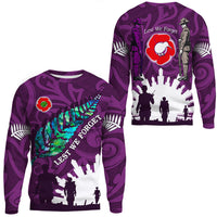 Polynesian Pride Clothing - New Zealand Anzac Walking In The Sun Purple.Sweatshirt Unisex Black - Polynesian Pride