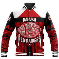 Polynesian Pride Jacket - Personalized Hawaiian High Kahuku Baseball Jacket LT10 Unisex Red - Polynesian Pride
