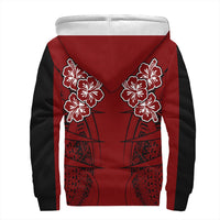 Polynesian Pride Hoodie - Personalized Hawaii Spearhead Hibiscus Polynesian Sherpa Hoodie LT10 Unisex Red - Polynesian Pride