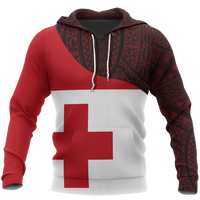 Tonga Pullover Hoodie Tonga Flag Polynesian Tattoo A0 Unisex Red - Polynesian Pride