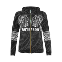 Aotearoa Maori Tattoo All Over Zip Hoodie White - Polynesian Pride