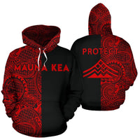 Hawaii Mauna Kea Polynesian Zip up Hoodie The Half Red Unisex Red - Polynesian Pride