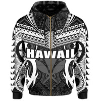 Hawaii Polynesian Tribal Kanaka Maoli Zipper Hoodie White Mark Style - Polynesian Pride