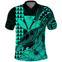 Kakau Polynesian Tribal Hawaiian Turtle with Kanaka Maoli Turquoise Polo Shirt LT9 Turquoise - Polynesian Pride