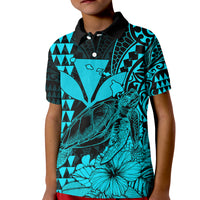Kakau Polynesian Tribal Hawaiian Turtle with Kanaka Maoli Teal Kid Polo Shirt LT9 Kid Teal - Polynesian Pride