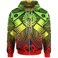 Tahiti Zip up Hoodie Reggae Seal with Polynesian Tattoo Unisex Reggae - Polynesian Pride