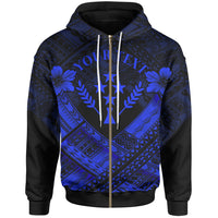 Kosrae Polynesian Custom Zip up Hoodie Kosrae Blue Camisole Hibiscus Style Unisex Blue - Polynesian Pride