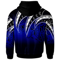 Tokelau Zip Hoodie Tropical Leaf Gradient Blue Style - Polynesian Pride