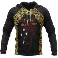Papua New Guinea Hoodie Erudite Eye Unisex Black Gold - Polynesian Pride