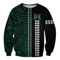 Hawaii Kakau Warrior Football Sweatshirt - LT12 Unisex Green - Polynesian Pride