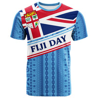 Fiji Day T Shirt Tapa Pattern With Flag LT12 Unisex Blue - Polynesian Pride