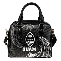 Guam Polynesian Shoulder Handbag - White Tribal Wave One Size Black - Polynesian Pride