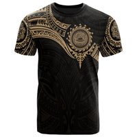 American Samoa Polynesian T Shirt Full Color Heart Shield Gold - Polynesian Pride