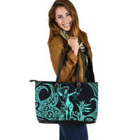 Polynesian Hawaii Leather Tote Bag - Hula Girl Neon Blue - Polynesian Pride