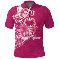 Breast Cancer Pink Ribbon Butterfly Polynesian Pink Version Polo Shirt LT12 Unisex Pink - Polynesian Pride