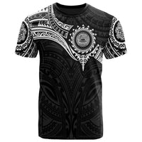 American Samoa Polynesian T Shirt Full Color Heart Shield White - Polynesian Pride