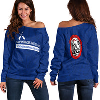 Saipan Paddling Club Spc Women's Off Shoulder Sweater - LT12 Blue - Polynesian Pride