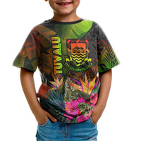 Tuvalu Polynesian T Shirt Hibiscus and Banana Leaves - Polynesian Pride