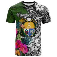 Nauru T Shirt Turtle Plumeria Banana Leaf Crest Unisex Black - Polynesian Pride