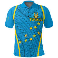 Tuvalu Polo Shirt Tribal Pattern LT12 Unisex Blue - Polynesian Pride