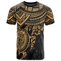 Polynesian T Shirt Polynesian Golden Turtle Hibiscus Unisex Golden - Polynesian Pride