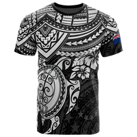 Cook Islands Polynesian T Shirt Cook Islands Flag White Turtle Hibiscus Unisex White - Polynesian Pride