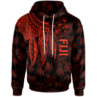Fiji Hoodie Polynesian Wings (Red) Unisex Blue - Polynesian Pride