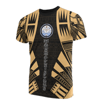 Marshall Islands T Shirt Marshall Islands Seal Polynesian Tattoo Gold Style Unisex Black-Gold - Polynesian Pride