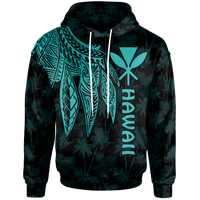 Polynesian Hawaii Kanaka Maoli Hoodie Polynesian Wings (Turquoise) Unisex Turquoise - Polynesian Pride