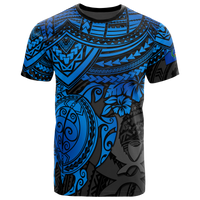 Pohnpei T Shirt Pohnpei FLag Blue Turtle Hibiscus Unisex Blue - Polynesian Pride