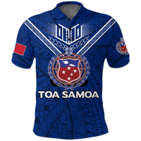 Custom Toa Samoa Rugby Polo Shirt Samoan Warrior Pride LT12 Blue - Polynesian Pride