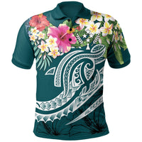 Kosrae Polynesian Polo Shirt Summer Plumeria (Turquoise) Unisex Turquoise - Polynesian Pride