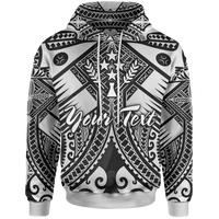 Kosrae Custom Hoodie White Seal with Polynesian Tattoo Unisex White - Polynesian Pride