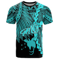 Papua New Guinea Polynesian T Shirt Tribal Wave Tattoo Neon Blue Unisex Neon Blue - Polynesian Pride