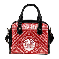 Tahiti Shoulder Handbag - Tahiti Seal In Polynesian Tattoo Style (Red) - Polynesian Pride