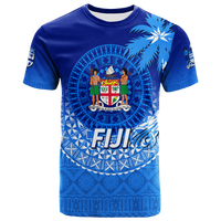 Fiji Tapa Tribal Coconut Tree T Shirt LT12 Unisex Blue - Polynesian Pride