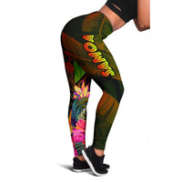 Samoa Polynesian Women's Leggings - Hibiscus and Banana Leaves Reggae - Polynesian Pride