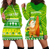 (Custom Personalised) Hawaii Christmas Hoodie Dress Polynesian Mele Kalikimaka Santa Claus LT13 Green - Polynesian Pride