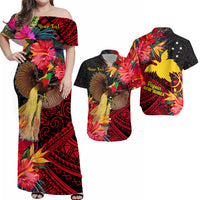 Custom Papua New Guinea Matching Dress and Hawaiian Shirt Bird of Paradise LT13 Black - Polynesian Pride