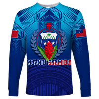 Manu Samoa Legend Long Sleeve Shirt - LT12 Unisex Blue - Polynesian Pride