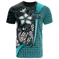 Fiji Polynesian T Shirt Turquoise Coat of Arm Turtle with Hook Unisex TURQUOISE - Polynesian Pride